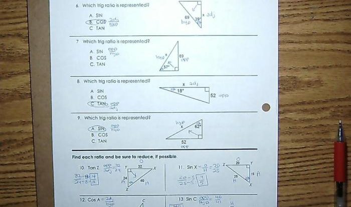 Unit 7 trigonometry test answers