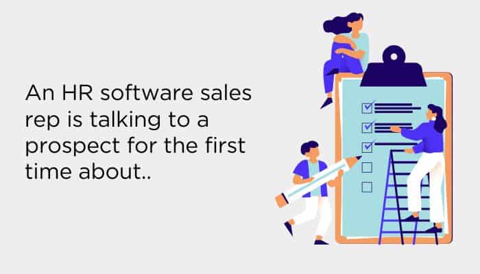 An hr software sales rep is talking