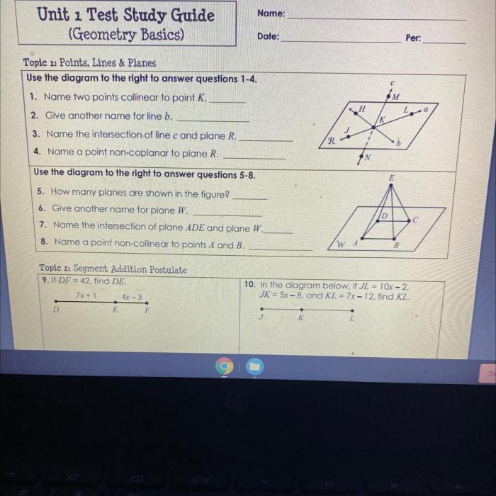 Geometry unit 2 review answer key