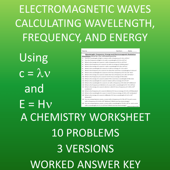 Wavelength frequency and energy worksheet