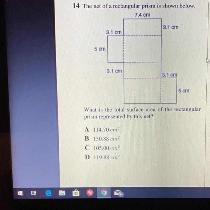 The net of a rectangular prism is shown below