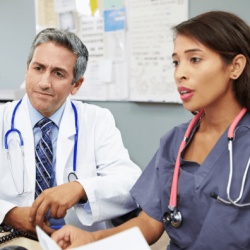 A charge nurse notes that a staff nurse delegates