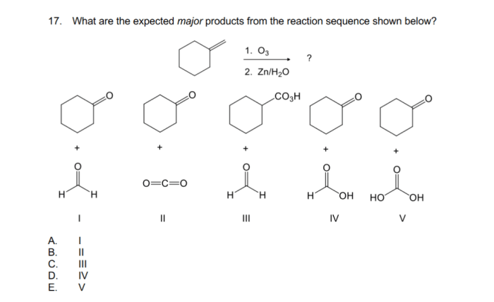 Select the expected major product of the reaction sequence shown