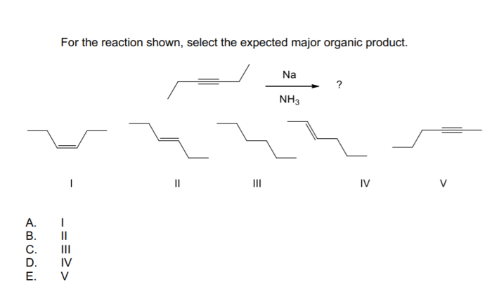 Select the expected major product of the reaction sequence shown